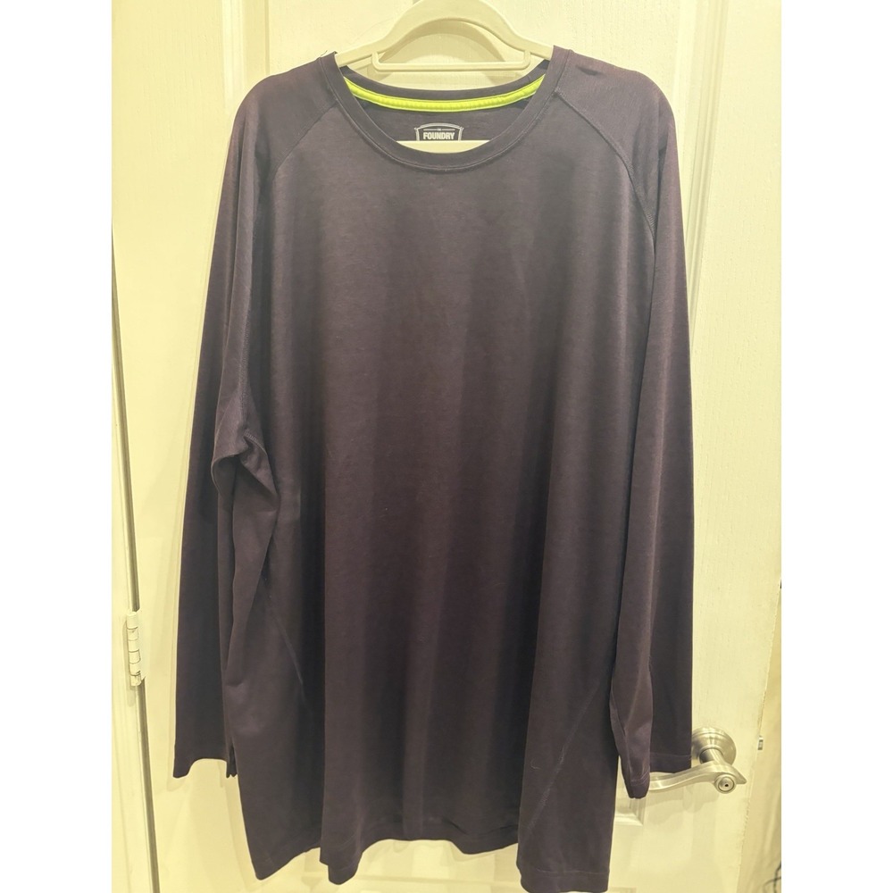 The Foundry Mens Big & Tall Purple Long Sleeve Crewneck T-Shirt Sz 3XLT